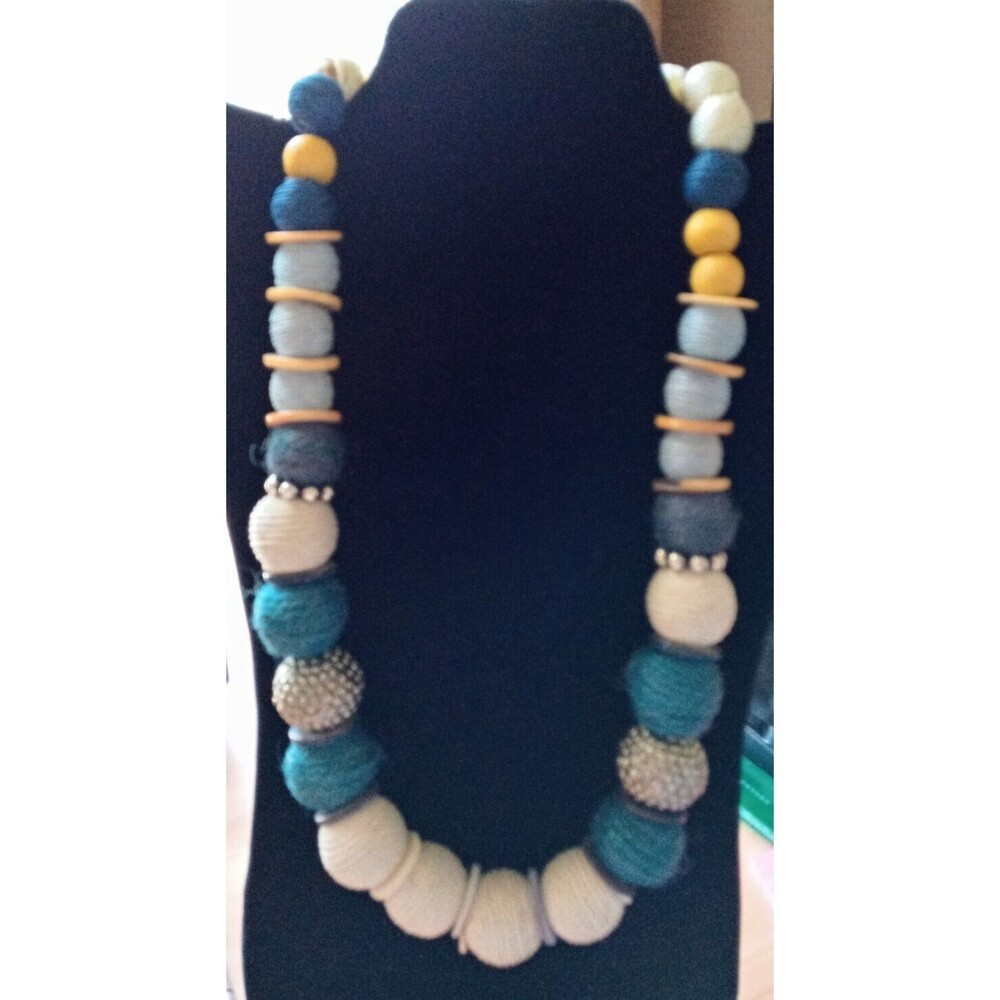 Vintage Large Chunky Beaded Boho Earthy Native Necklace 13" 2 Beads Need Rewrap